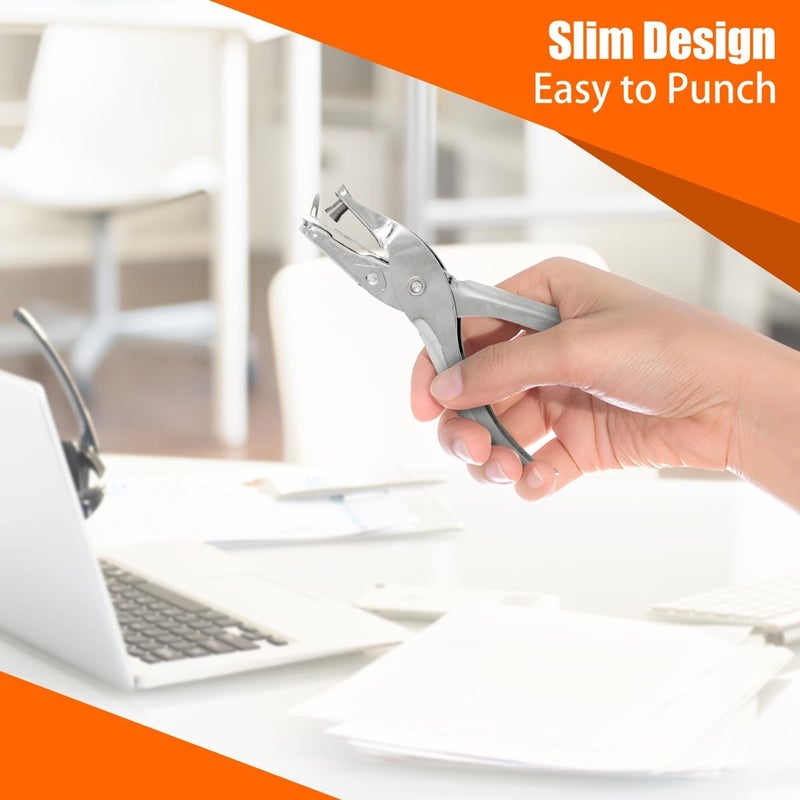 Ultimate Stationery 1 Hole Punch, Single Hole Puncher, 8 Sheet Capacity, Ultimate Stationery, Silver Color, 2 Pack Classic Office Paper Punch for Paper - Image 4
